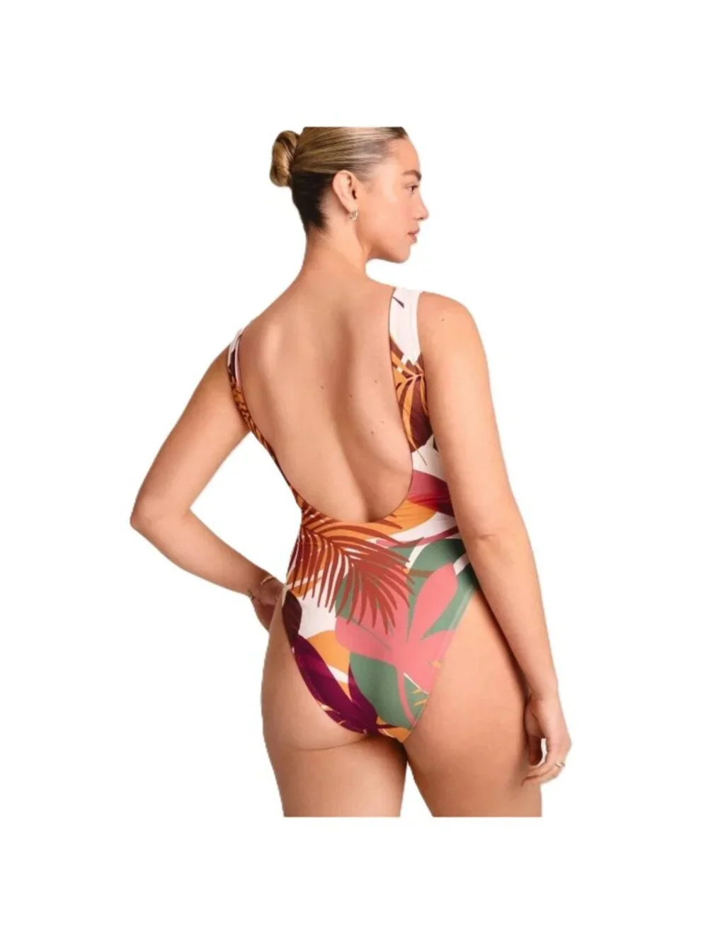 Vitamin A Dark Multicolor Palm Print Scoop Neck 1 Pc Swimsuit